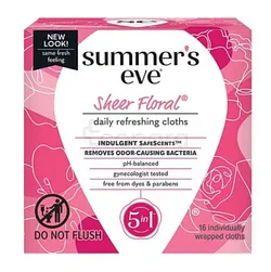 SUMMER'S EVE SHEER FLORAL 5IN1 16 CLOTHS