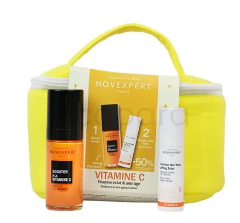 NOVEXPERT PACK VITAMINE C ROUTINE ECLAT ANTI-AGE SERUM BOOSTER A LA VITAMINE C 30ML + CONTOUR DES YEUX LIFTING ECLAT 15ML  + TROUSSE