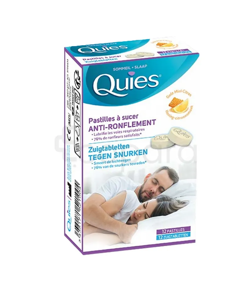 QUIES PASTILLES A SUCER ANTI RONFLEMENT GOUT MIEL CITRON BOITE DE 12