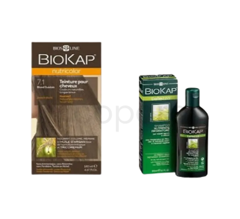 BIOKAP NUTRICOLOR 7.1 140ML + SHAMPOOING NOURRISSANT REPARATEUR