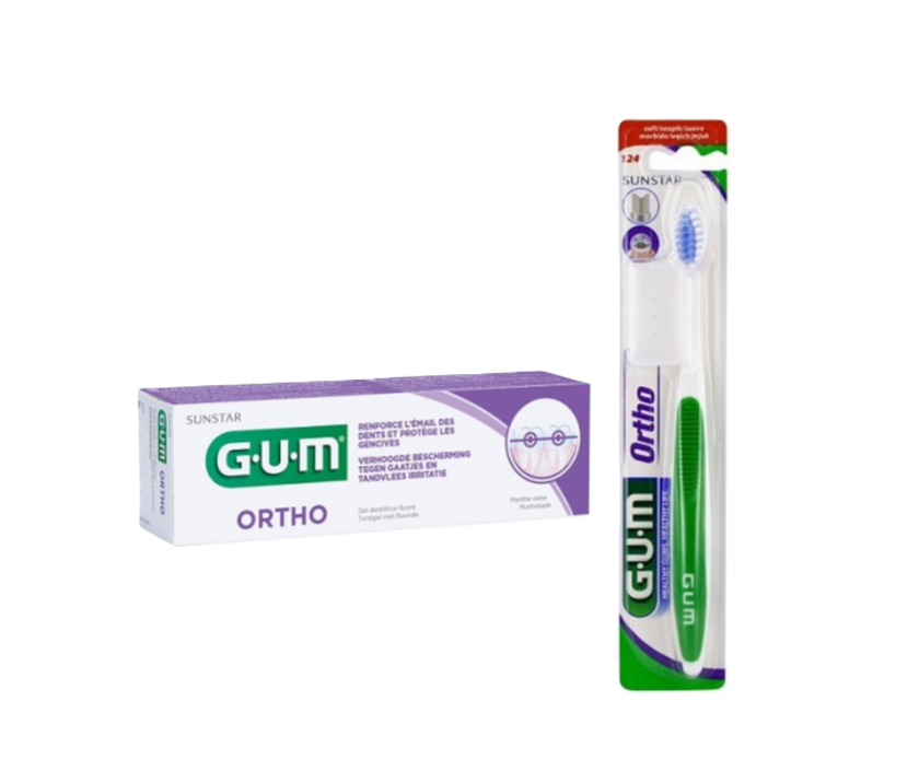 GUM PACK DENTIFRICE ORTHODONTIQUE 75ML + BROSSE A DENTS