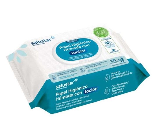 SALUSTAR LINGETTES PAPIER TOILETTE HUMIDE BOITE DE 100