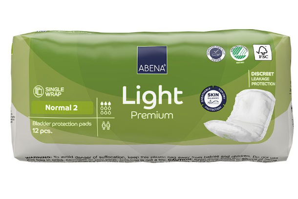 ABENA LIGHT NORMAL 2 SERVIETTES HYGIENIQUES BOITE DE 12 26CM