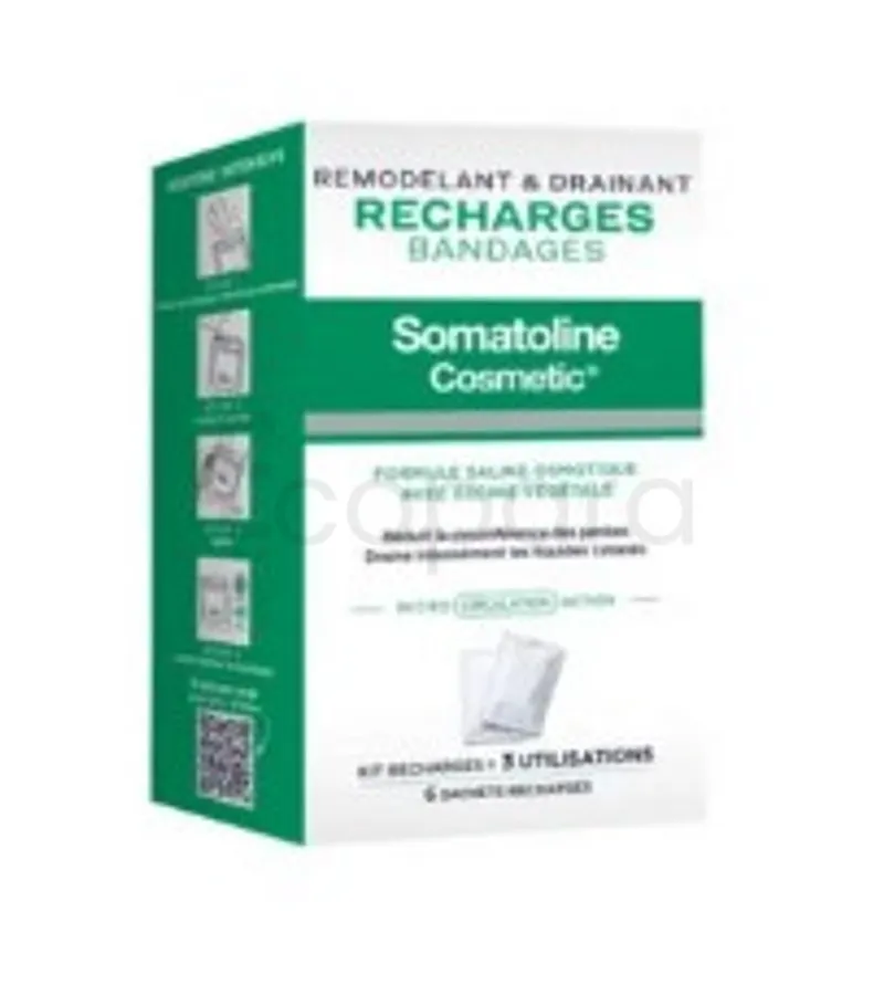 SOMATOLINE COSMETIC RECHARGES BANDAGES REMODELANT DRAINANT BOITE DE 6 SACHETS