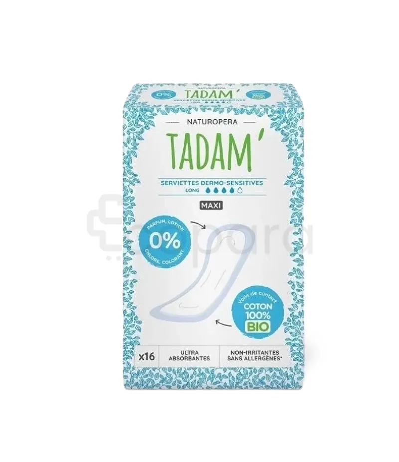 NATUROPERA TADAM' SERVIETES MAXI LONG COTON BIO BOITE DE 16