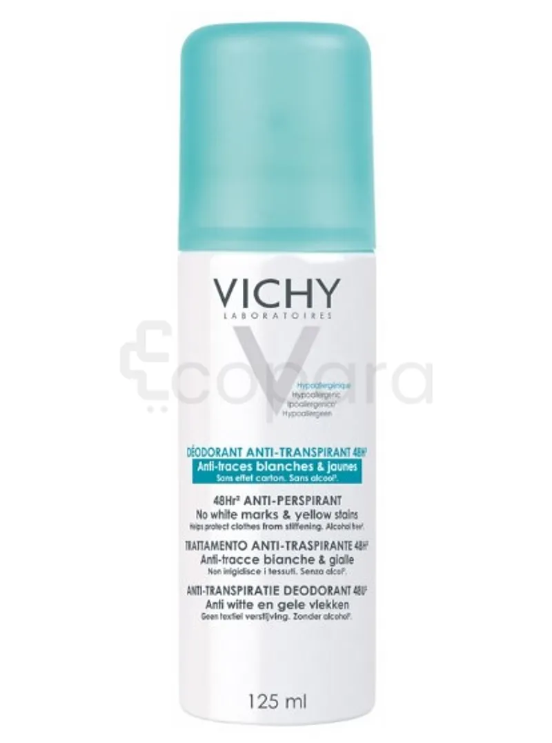 VICHY DEODORANT ANTI-TRANSPIRANT 48H ANTI TRACES BLANCHES ET JAUNES AEROSOL 125ML