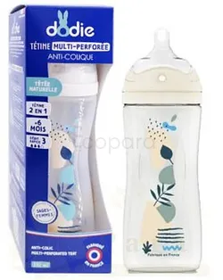 DODIE BIBERON MULTI PERFOREE ANTI-COLIQUE BLEU 330ML D3 REFERENCE 0439