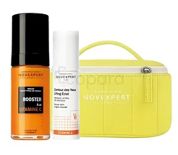 NOVEXPERT PACK  BOOSTER À LA VITAMINE C 30ML + FLASH ECLAT MOUSSE NETTOYANTE 150ML + TROUSSE OFFERT 