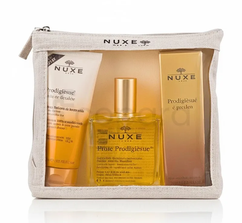 NUXE COFFRET TRAVELS PRODIGIEUX HUILE DE DOUCHE 100ML + HUILE SECHE MULTI-FONCTIONS 100ML + PRODIGIEUX LE PARFUM 30ML