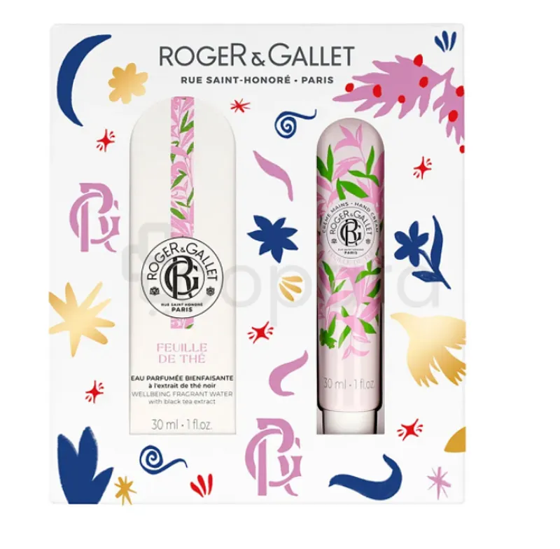 ROGER ET GALLET COFFRET FEUILLE DE THE EAU PARFUMEE BIENFAISANTE 30ML + CREME MAINS 30ML OFFERTE