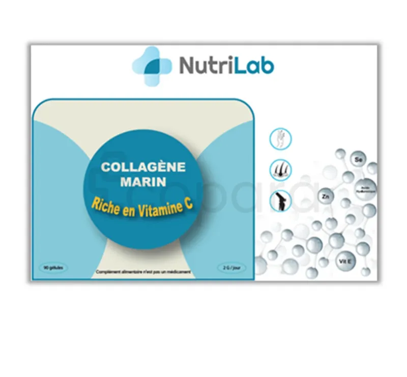 NUTRILAB COLLAGENE MARIN RICHE EN VITAMINE C BOITE DE 90 GELULES