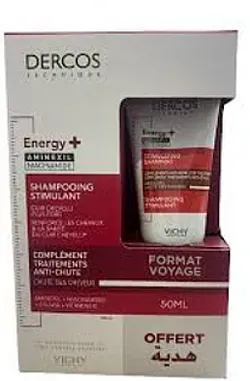 VICHY DERCOS SHAMPOOING ENERGISANT + SHAMPOOING FORMAT VOYAGE 50ML