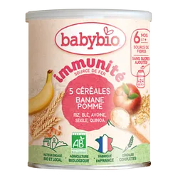 BABYBIO 5 CEREALES FRUITS BANANE POMME 220G