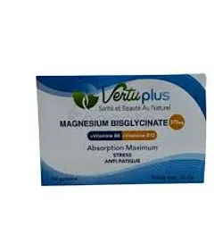 VERTUPLUS MAGNESIUM BISGLYCINATE 375MG + VITAMINE B6 + VITAMINE B12 BOITE DE 60 GELULES