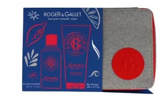 ROGER ET GALLET COFFRET JEAN MARIE FARINA EAU DE COLOGNE 100ML + GEL DOUCHE 200ML + TROUSSE