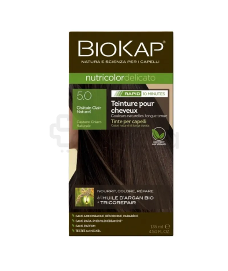 BIOKAP NUTRICOLOR DELICATO NUMERO 5.0 CHATAIN CLAIR RAPIDE 10 MINUTES 135ML