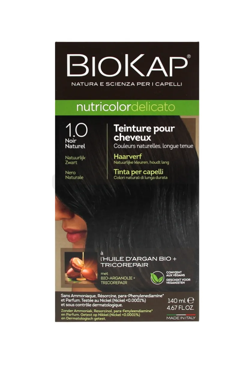 BIOKAP NUTRICOLOR DELICATO NUMERO 1.0 NOIR NATUREL 140ML
