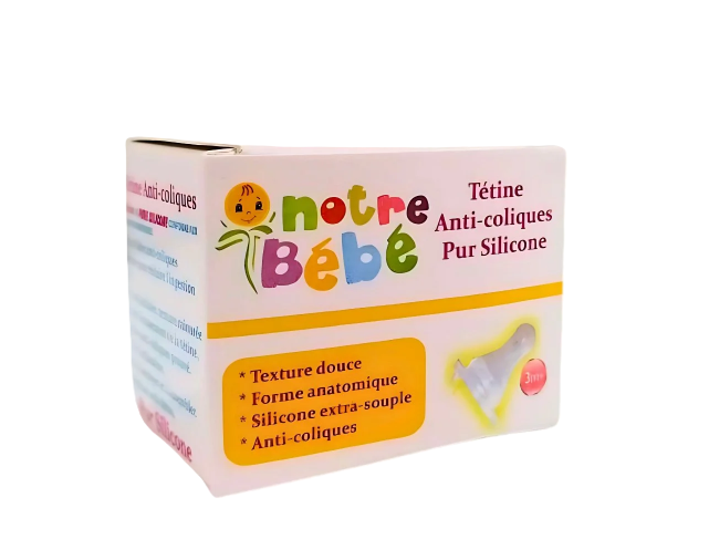 NOTRE BEBE TETINE ANTI-COLIQUES PUR SILICONE +3MOIS REFERENCE 26-3