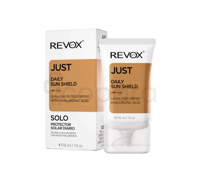 REVOX B77 JUST DAILY SUN SHIELD UVA+UVB FILTERS SPF50+ WITH HYALURONIC ACID 30ML