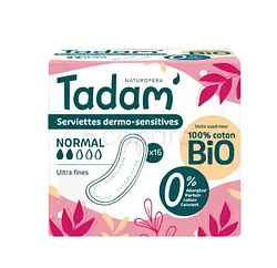 NATUROPERA TADAM' SERVIETTES DERMO SENSITIVE NORMAL BOITE DE 16