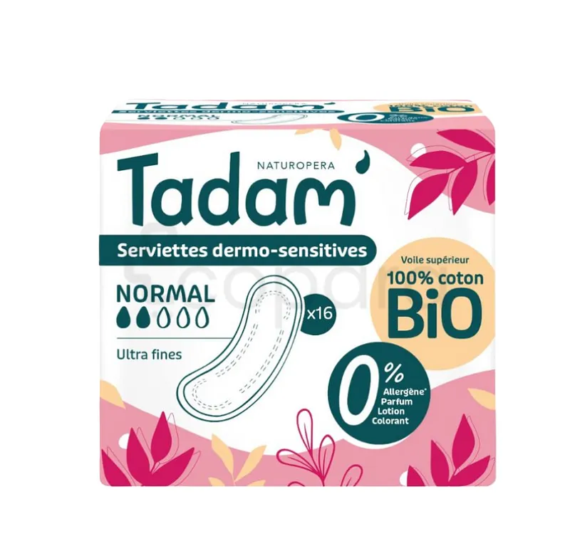 NATUROPERA TADAM' SERVIETTES DERMO SENSITIVE NORMAL BOITE DE 16