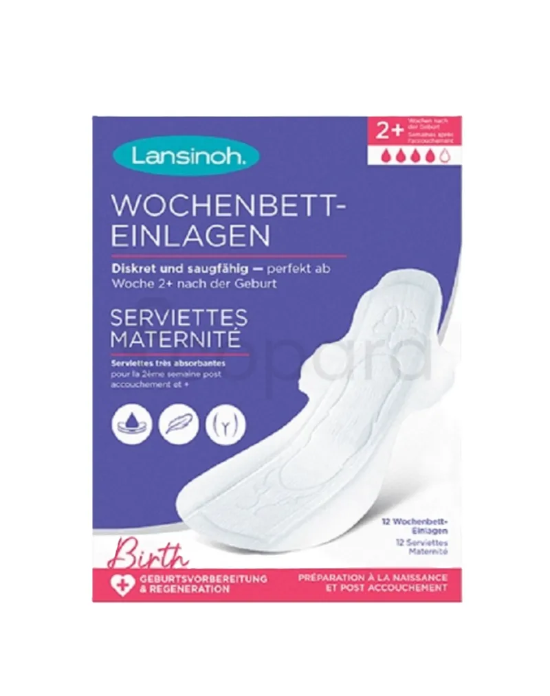 LANSINOH SERVIETTES MATERNITE EXTRA-ABSORBANTES TAILLE M +2 SEMAINES BOITE DE 12