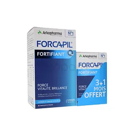 FORCAPIL FORTIFIANT FORCE VITALITE BRILLANCE BOITE DE 180 GELULES + FORCAPIL FORTIFIANT FORCE VITALITE BRILLANCE BOITE DE 60 GELULES OFFERT