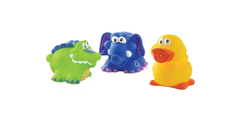 NUBY 3 JOUETS DE BAIN CROCODILE CANARD ELEPHANT +4MOIS REFERENCE 24-ID6022
