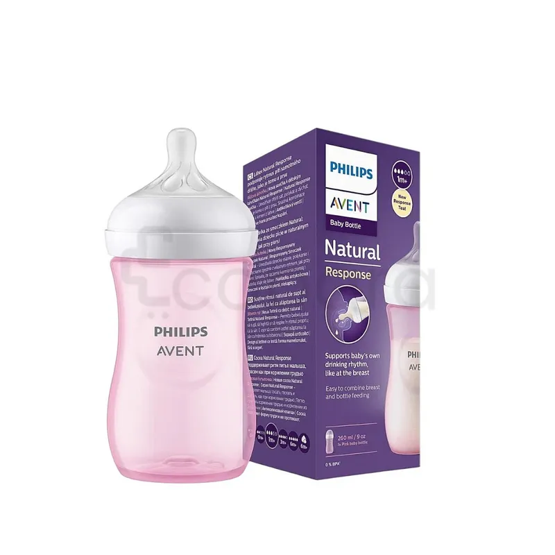 AVENT NATURAL RESPONSE BIBERON ROSE +1MOIS  260ML REFERENCE SCY903/11