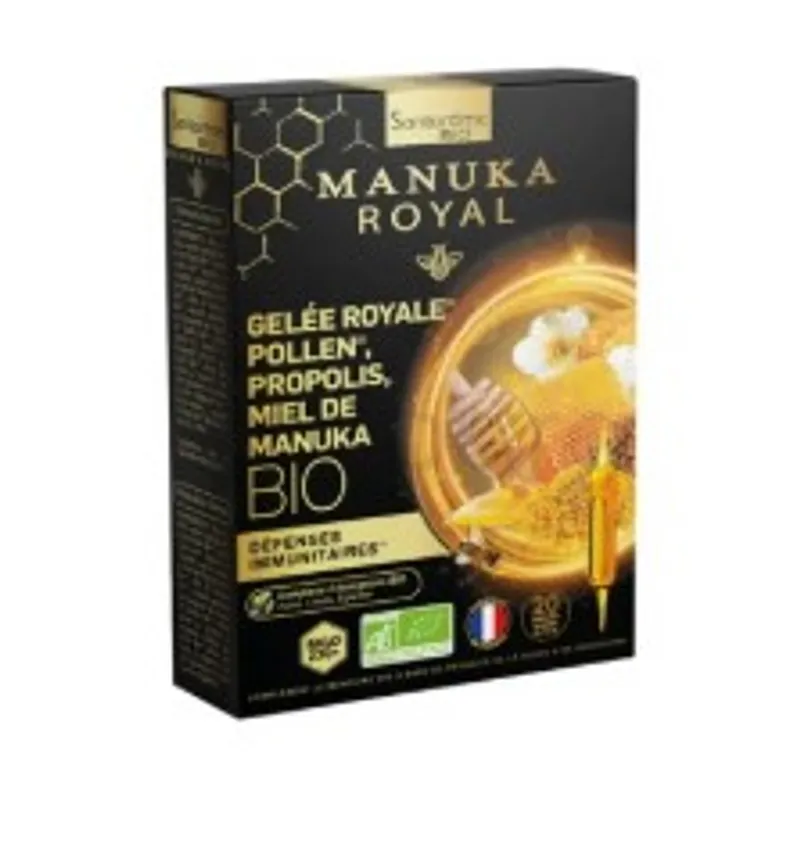 SANTAROME BIO MANUKA ROYAL GELEE ROYALE POLLEN PROPOLIS BOITE DE 20 AMPOULES