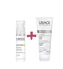 URIAGE PACK DUO DEPIDERM SOIN DE JOUR ANTI-TACHES SPF50 30ML + DEPIDERM CREME MOUSSE NETTOYANTE ECLAT 100ML