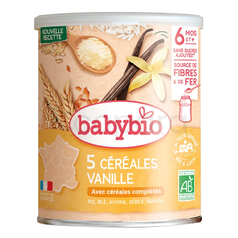 BABYBIO 5 CEREALES VANILLE 220G
