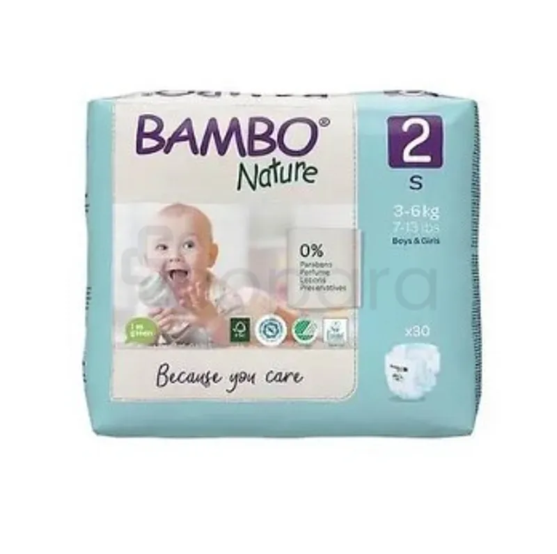 BAMBO NATURE COUCHE BEBE TAILLE 2 3KG-6KG BOITE DE 30
