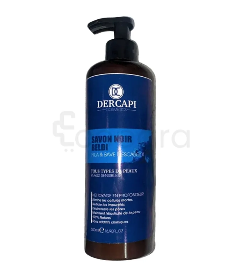 DERCAPI COSMETICS SAVON NOIR BELDI NILA ET BAVE D'ESCARGOT 500ML