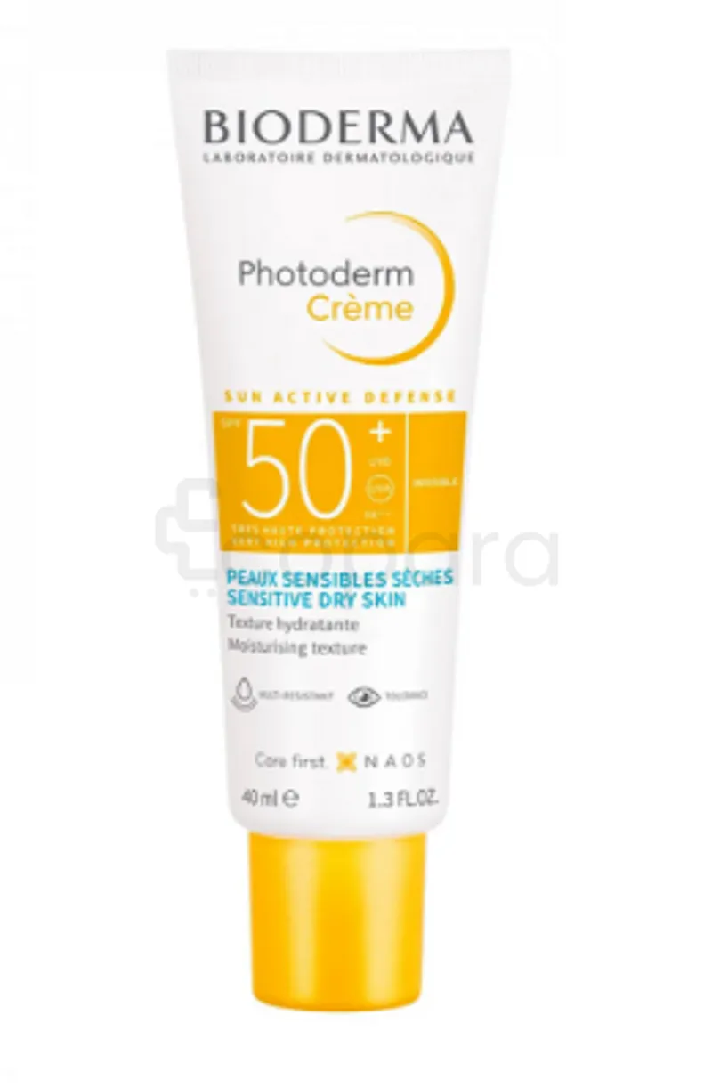 BIODERMA PHOTODERM CREME INVISIBLE SUN ACTIVE DEFENSE PEAUX SENSIBLES SECHES SPF50+ 40ML