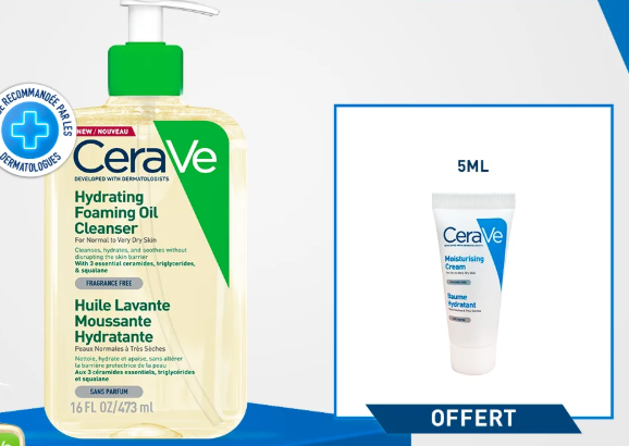 CERAVE PACK HUILE LAVANTE MOUSSANTE HYDRATANTE OIL CLEANSER 473ML + CREME HYDRATANTE 5ML