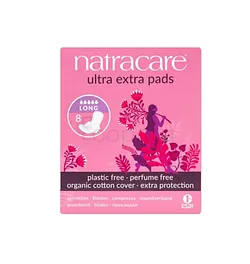 NATRACARE ULTRA EXTRA PADS ORGANIC AND NATURAL ORGANIC COTTON COVER LONG BOITE DE 8
