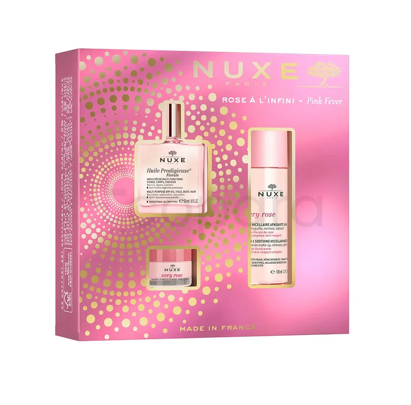NUXE COFFRET ROSE A L'INFINI HUILE PRODIGIEUSE + VERY ROSE EAU MICELLAIRE + VERY ROSE BAUME A LEVRES