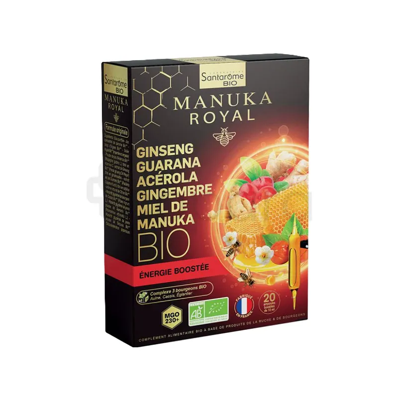 SANTAROME BIO MANUKA ROYAL GINSENG MIEL DE MANUKA BOITE DE 20 AMPOULES