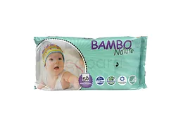 BAMBO NATURE LINGETTES BIODEGRADABLES SANS PARFUM BOITE DE 50 PIECES