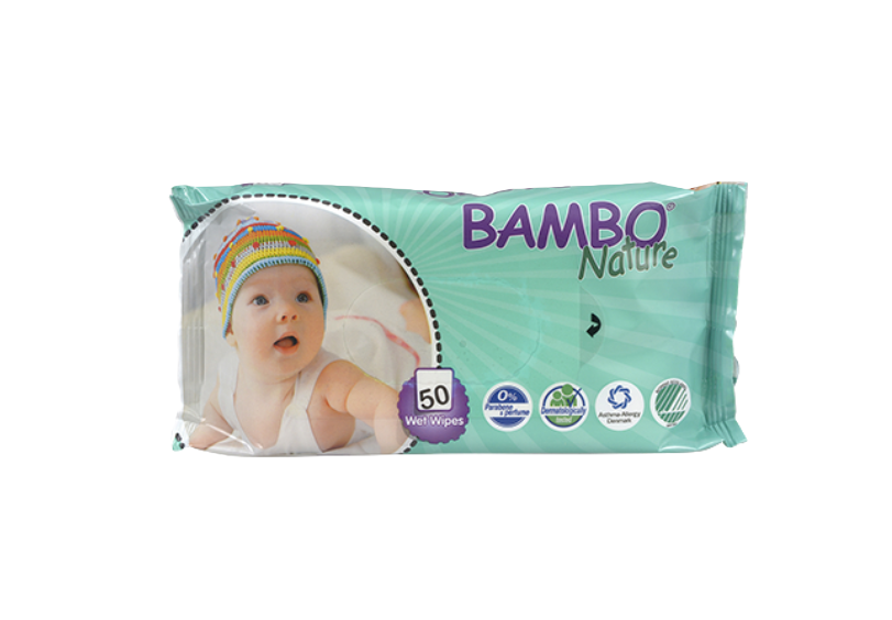 BAMBO NATURE LINGETTES BIODEGRADABLES SANS PARFUM BOITE DE 50 PIECES