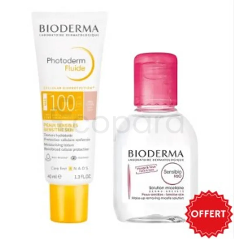 BIODERMA COFFRET PHOTODERM FLUID MAX TEINTE TRES CLAIRE  SPF100 40ML + SENSIBIO H2O 100ML