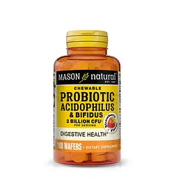 MASON NATURAL PROBIOTIC ACIDOPHILUS WITH BIFIDUS 1 BILLION CFU BOITE DE 100 CHEWABLE WAFFERS 