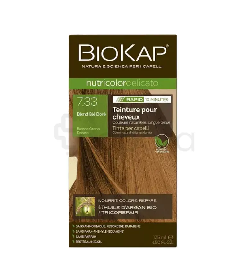 BIOKAP NUTRICOLOR DELICATO RAPID 10 MINUTES NUMERO 7.33 BLOND BLE 135ML