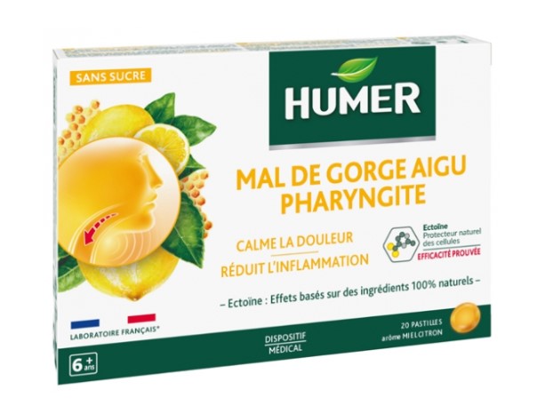 HUMER PHARYNGITE MIEL CITRON BOITE DE 20 PASTILLES