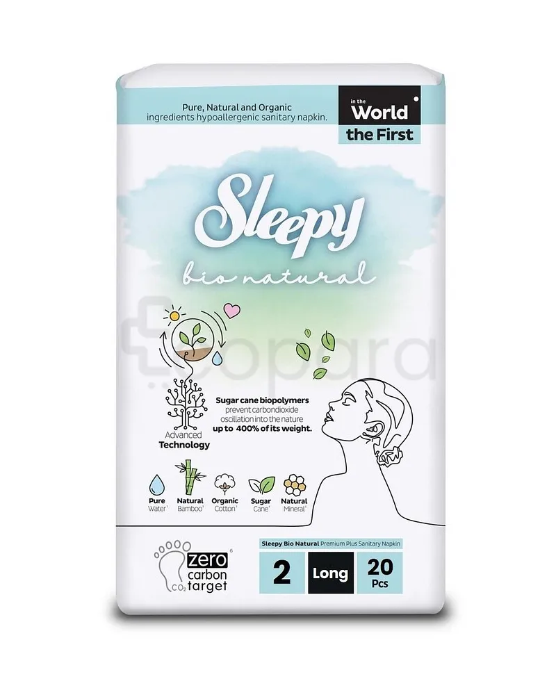 SLEEPY BIO NATURAL SERVIETTES HYGIENIQUES T2 LONG B20