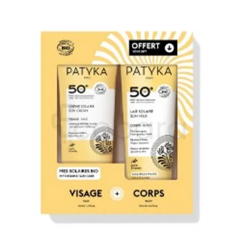 PATYKA COFFRET CREME SOLAIRE VISAGE SPF50+ 40ML + LAIT SOLAIRE CORPS 100ML
