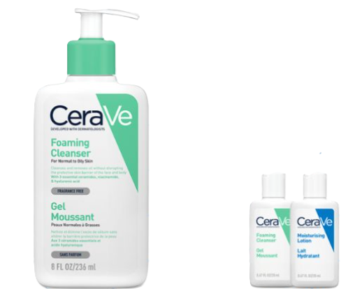CERAVE PACK MON KIT PEAUX GRASSES GEL MOUSSANT 236ML + MINI GEL MOUSSANT 20ML + MINI LAIT HYDRATANT 15ML