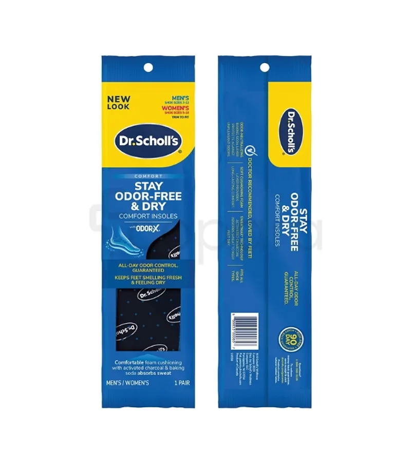 DR SCHOLL'S DOUBLE ODORX INSOLES MEN'S TAILLE 7-13 / WOMEN'S TAILLE 5-10 BOITE DE 1 PAIRE
