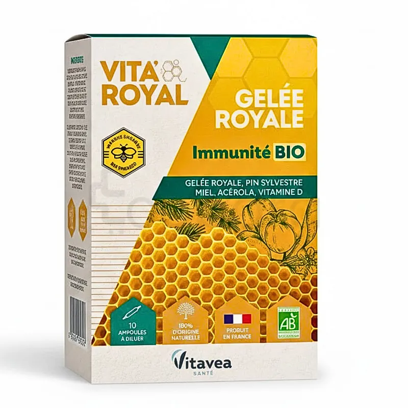VITAVEA VITA ROYAL GELEE ROYALE IMMUNITE BIO BOITE DE 10 AMPOULES